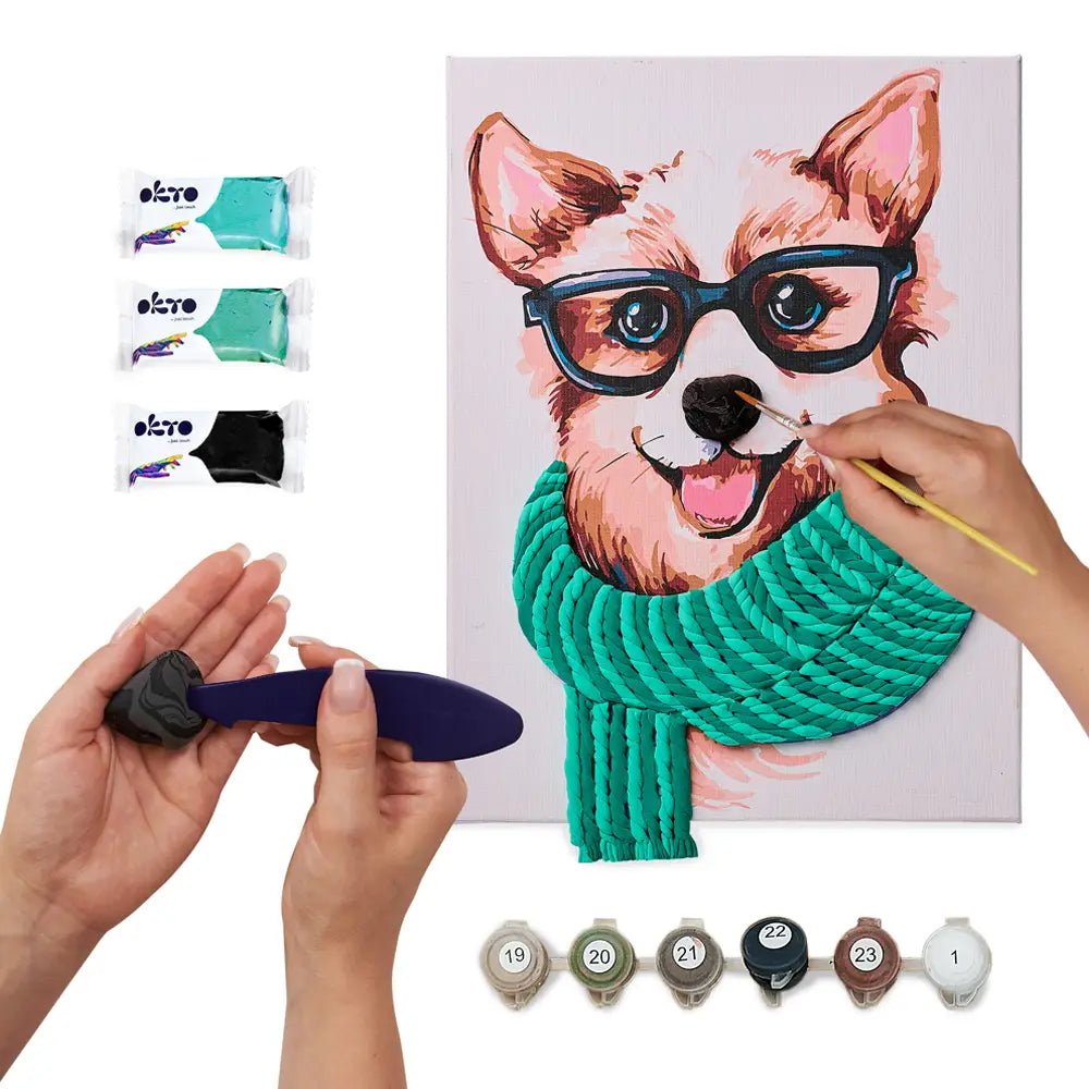 3D-Malbild nach Zahlen OKTO & Ideyka „Stylischer Corgi”